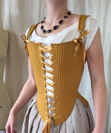 Elizabethan Effigy Corset Stays Size Xs In Mustard Linen Reed Boned
