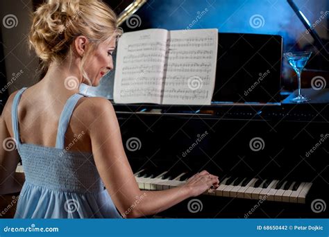 Beautiful Woman Musician Piano Music Playing Stock Photo Image Of