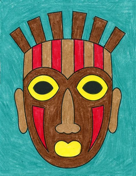 Easy How To Draw A Tribal Mask Tutorial And Mask Coloring Page
