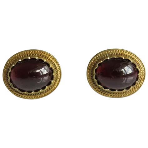 Antique Bohemian Garnet Earrings Gilt Silver Th Century Ruby Lane