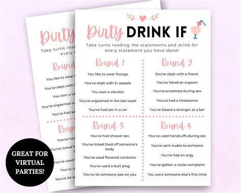 Dirty Drink If Zoom Drinking Games Fun Game For Adults Etsy