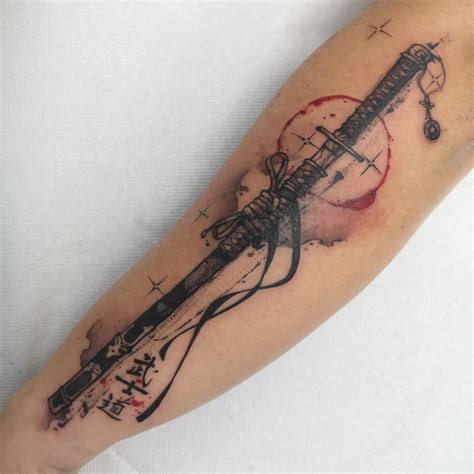 Katana Tattoo Sketch Style Done By Andrea Marazzi Татуировка с ножом