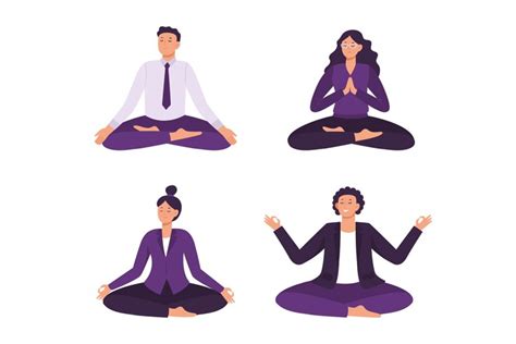 Yoga Office Workers Meditation And Concentration Concept
