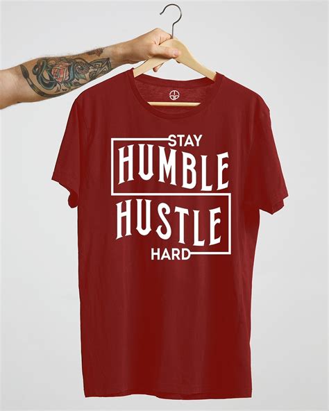 Buy Men S Red Stay Humble Hustle Hard Typography T Shirt For Men Red