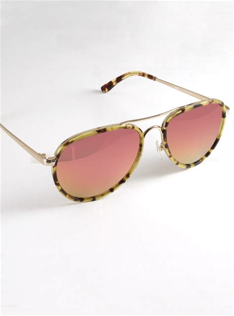 tortoise aviator sunglasses with mirrored rose gold lenses the ben silver collection