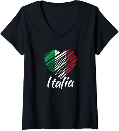 womens proud italian italia design italian heart love italy v neck t shirt uk