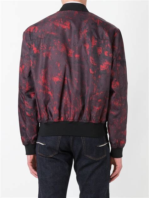Dior Homme Synthetic Abstract Print Bomber Jacket In Red For Men Lyst