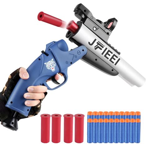 Jfieei Double Barrel Shotgun Shell Ejecting Toy Nerf Gun Soft Bullet Toy Gun Sawed Off Shotgun