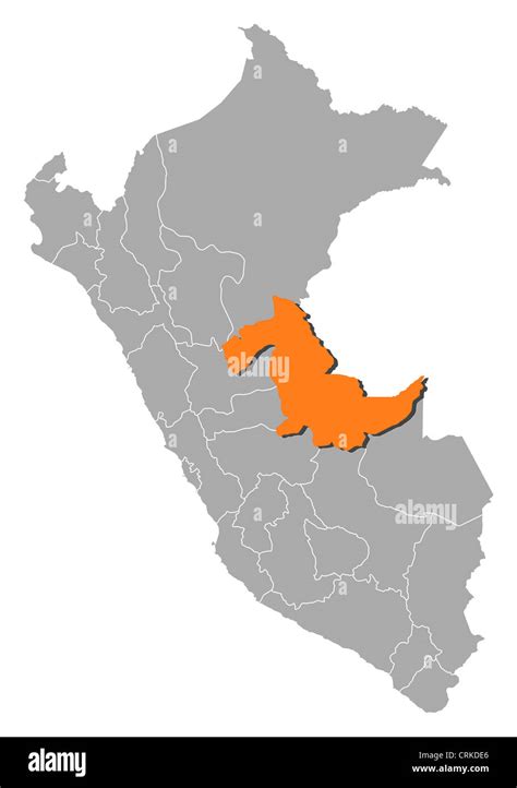 Mapa Del Departamento De Ucayali Region Imágenes Recortadas De Stock
