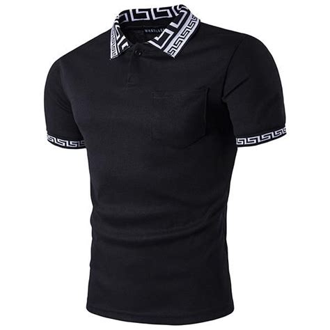 Download Mens Fashion Front Pocket Polo Shirt Totem Printing Short ...