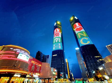 Night View Of Nanchang City Landmark Twin Towers Background City