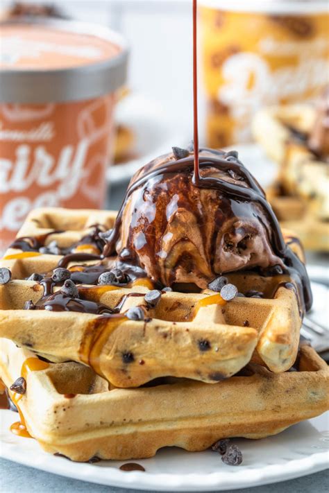 Chocolate Chip Waffles And Ice Cream Dairy Free Simply Whisked