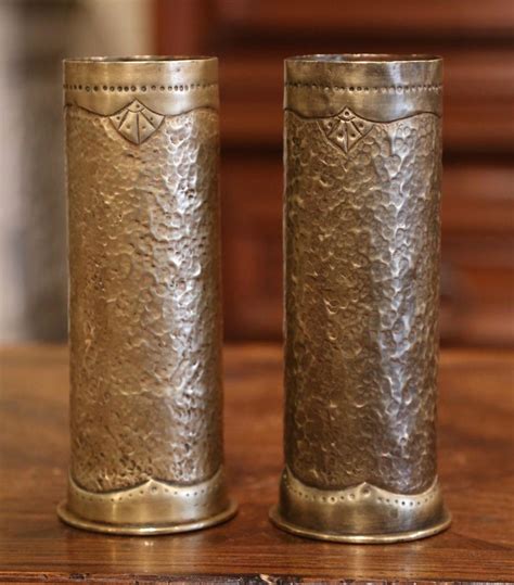 World War I French Trench Artillery Brass Shell Casing Vases Dated