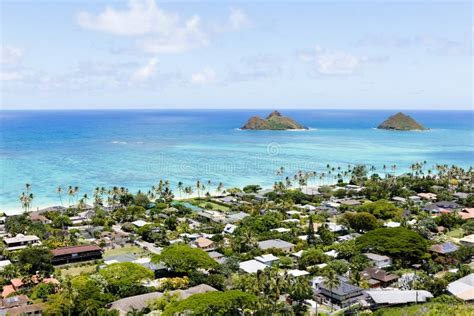 Mokulua Islands Over The Lanikai Oahu Hawaii Stock Photo Image Of