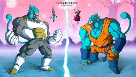 Oozaru Ssjblue Vegeta Vs Oozaru Ssjblue Goku By Greytonano Anime