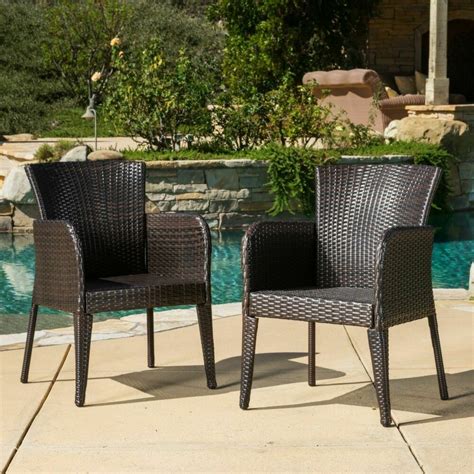 While most small conversation sets seat two people other options: (Set of 2) Contemporary Outdoor Brown Wicker Dining Chair ...