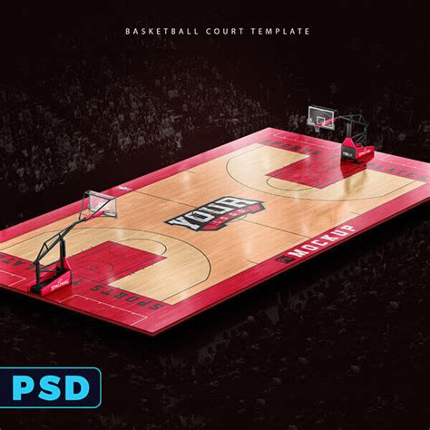 Basketball Full Court Template Mockup Sports Templates