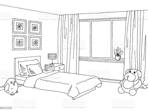 Bedroom Illustration Black And White Grandongpng
