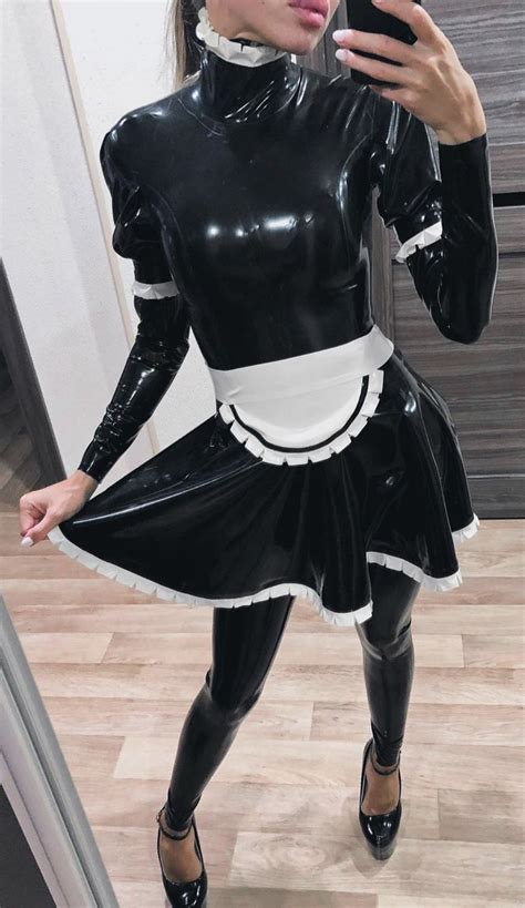 latex wear latex dress latex uniform maid uniform pvc outfits sissy maid training vinyls