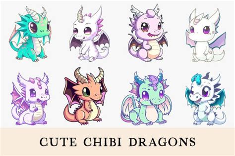 Cute Chibi Dragons Graphic By Anakaoni · Creative Fabrica