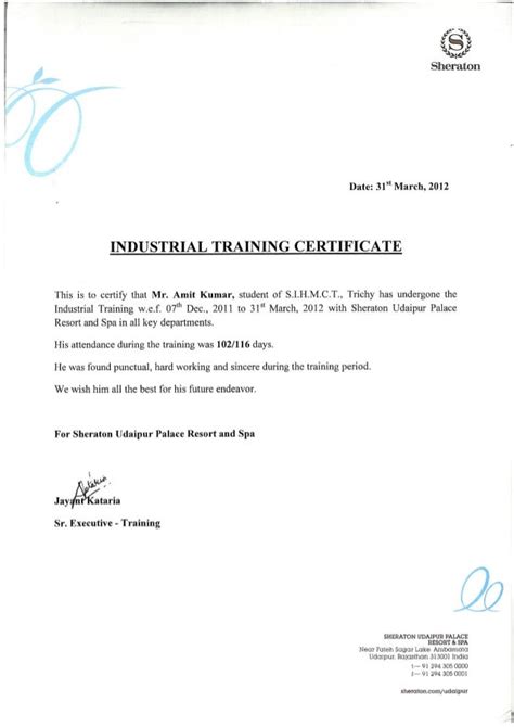 Industrial Training Certificate