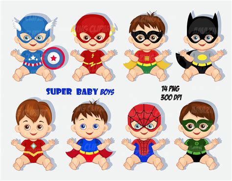 Superhero Babies Clipart Superheroes Clipart Superbaby Png Etsy