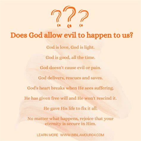 Does God Allow Evil To Happen To Us