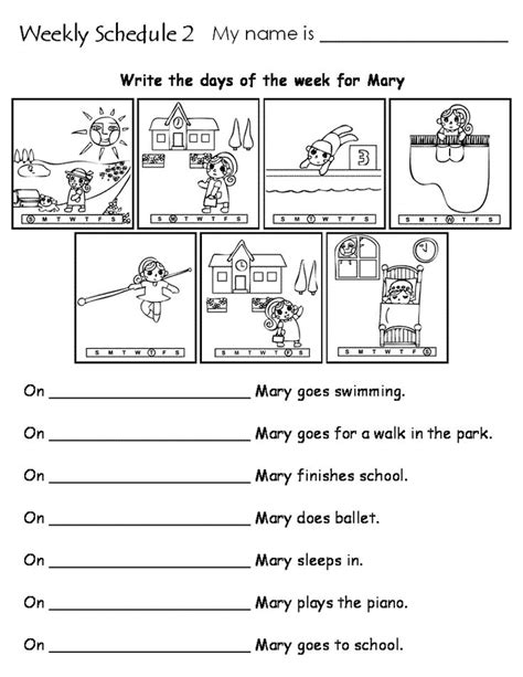 days   week worksheets kids learning activity english