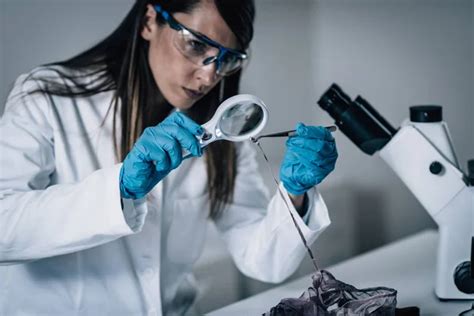 Ciência Forense Laboratório Cientista Forense Examinando Sapato Com