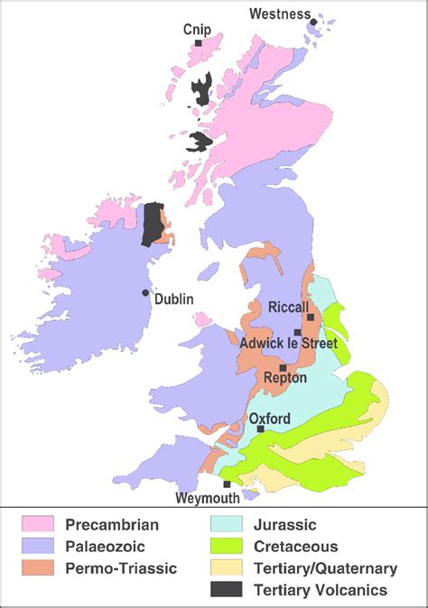 A Simplified Schematic Geology Map Of Britain And Ireland Showing The