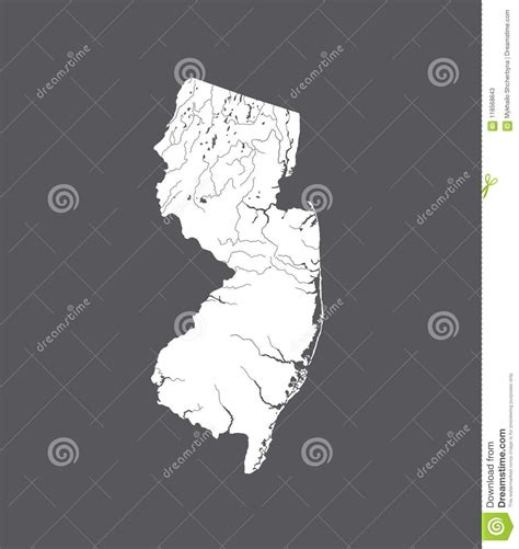 Map Of New Jersey With Lakes And Rivers Stock Vector Illustration Of