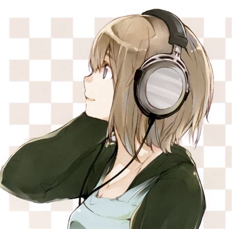 Image Headphones Headphones Girl Short Hair Simple Background Anime Girls Fujishima 287641png