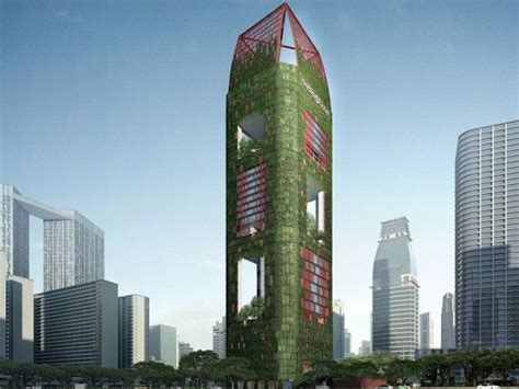 Une Tour Verte A Poussé à Singapour Skyscraper Green Roof Building