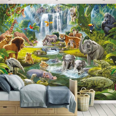 Jungle Adventure Wall Mural Walltastic Jungle Animals Wall Art Mural