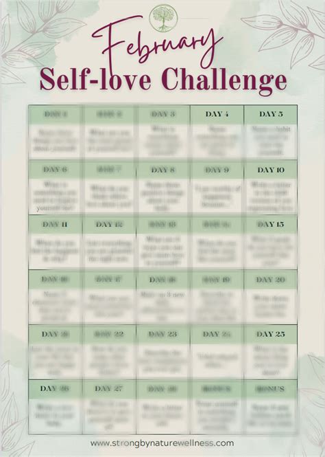 February Self Love Calendar