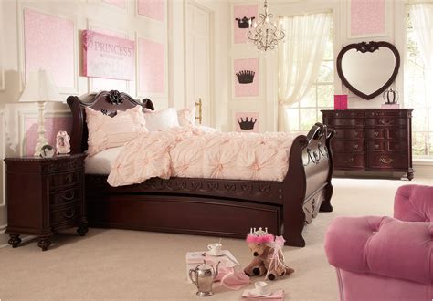 Disney Princess Cherry 6 Pc Twin Sleigh Bedroom Cherry Bedroom Furniture Girls Bedroom Sets