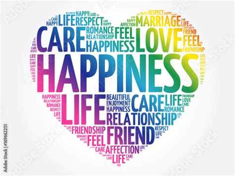Happiness Word Cloud Collage Heart Concept Background Buy This Stock