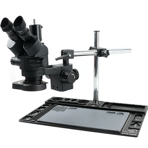 7x 45x Continuous Zoom Simul Focal Trinocular Stereo Microscope 144
