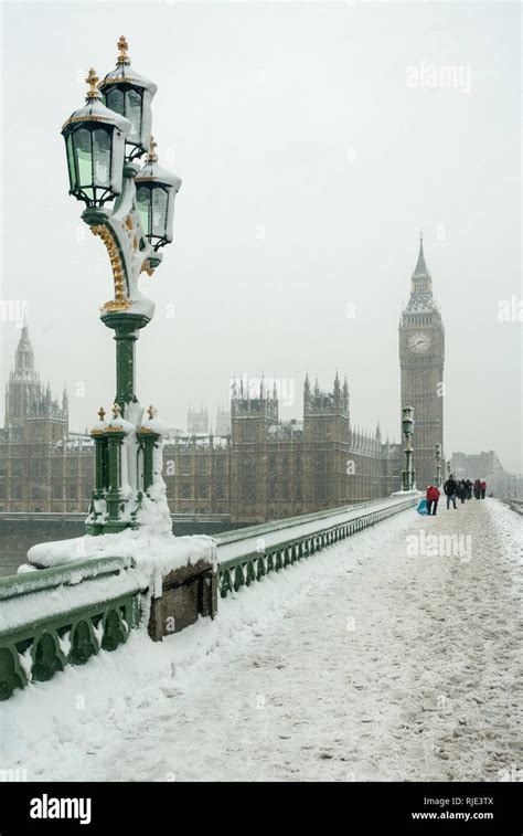 View Along Westminster Bridge With Big Ben Houses Of Parliament And
