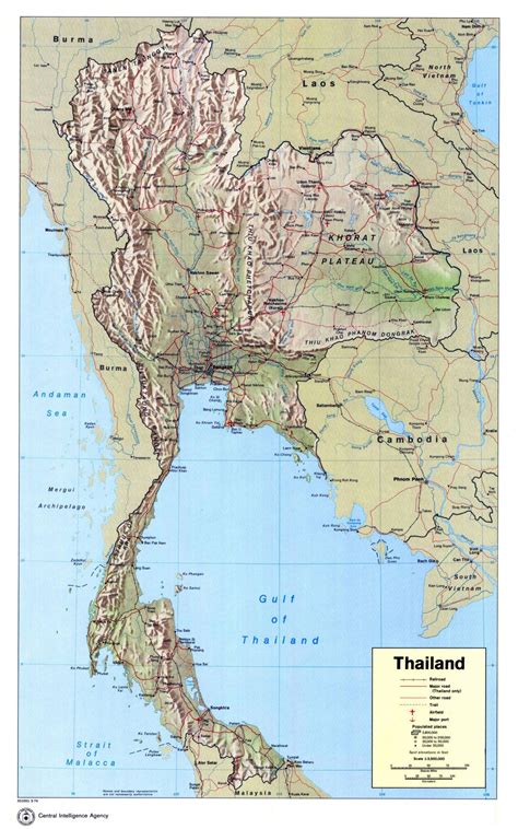 Large Detailed Political Map Of Thailand With Relief Roads Railroads Major Cities Airports