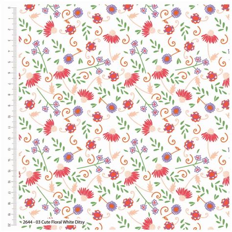 Cute Florals White Ditsy Cotton Fabric Cuddle Plush Fabrics