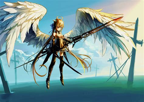 Backgrounds ~ Winged Anime Girl With Swords By Jch15jch15 On Deviantart
