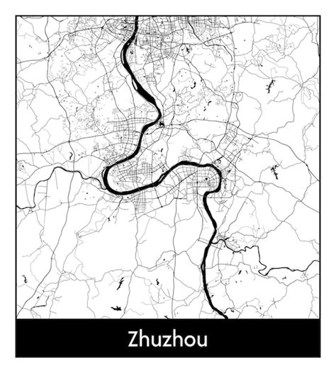 Premium Vector Minimal City Map Of Zhuzhou China Asia