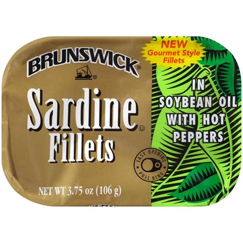 Brunswick Sardine Fillets In Soybean Oil With Hot Peppers 375oz Can