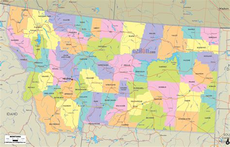 Political Map Of Montana Ezilon Maps