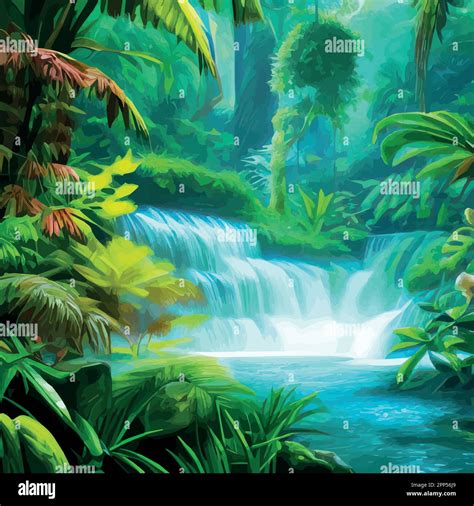 Lush Amazonian Jungle With Waterfalls And A Raging River Fantasy