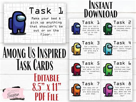 Among Us Printable Tasks