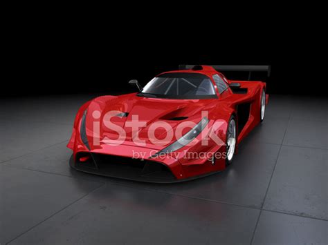 Red Sport Car On Black Background Stock Photos