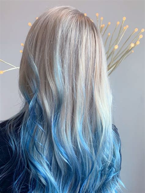 Blue Ombr By Alesart Blonde And Blue Hair Blue Ombre Hair Blue Tips Hair