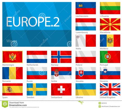 Waving Flags Of European Countries Part 2 Stock Vector Illustration